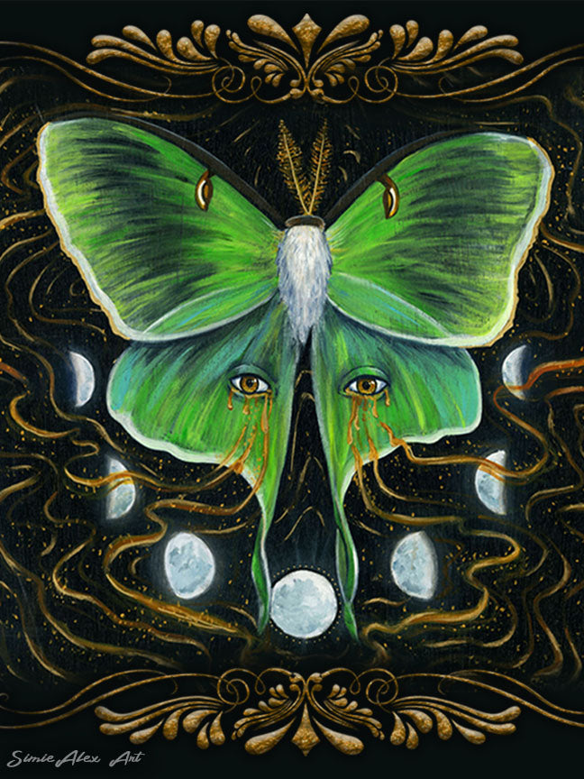 'Luna' Hand Embellished Canvas Print 9" x 12"