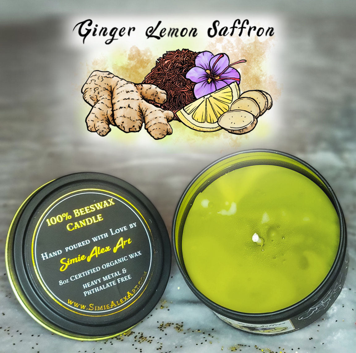 Ginger Lemon Saffron Beeswax Candle
