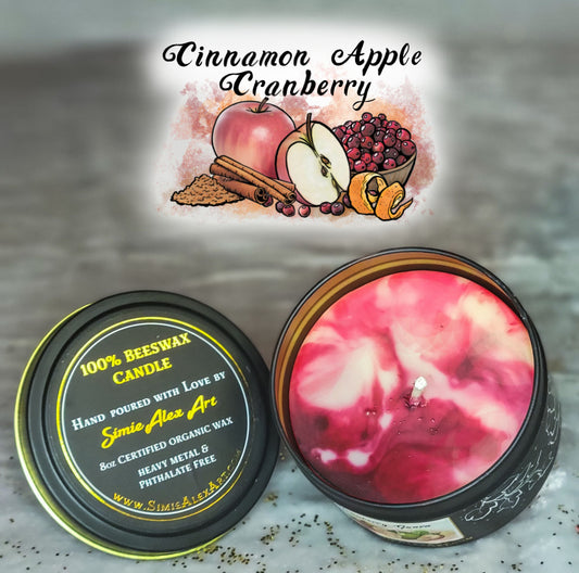 Cinnamon Apple Cranberry Beeswax Candle