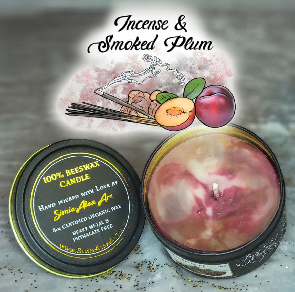 Incense & Smoked Plum Beeswax Candle