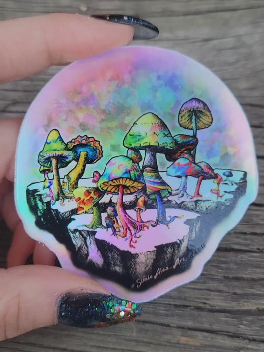 Mushroom Paradise Holographic Sticker