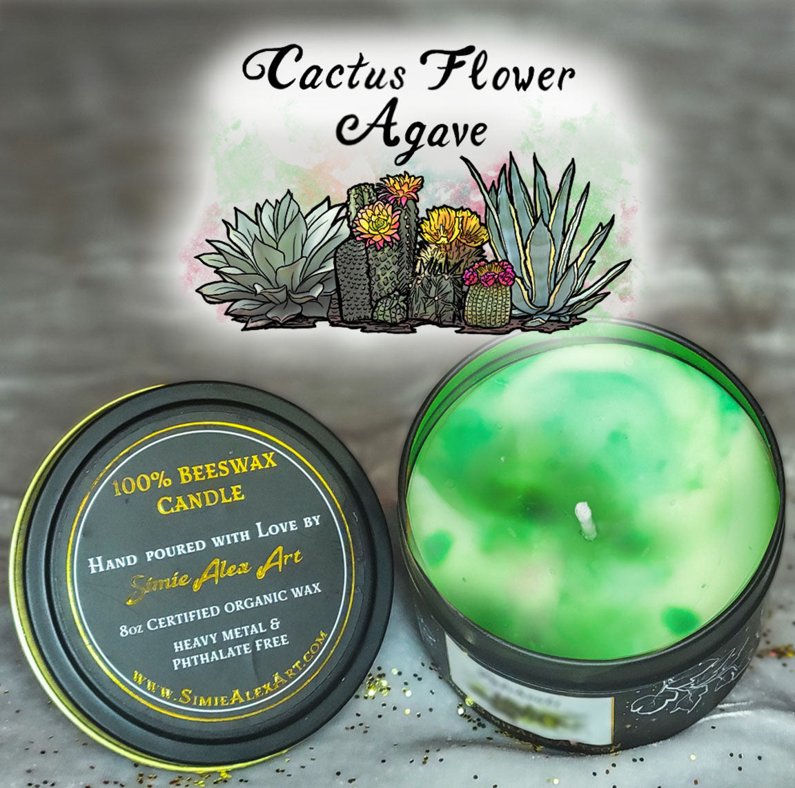 Cactus Flower Agave Beeswax Candle