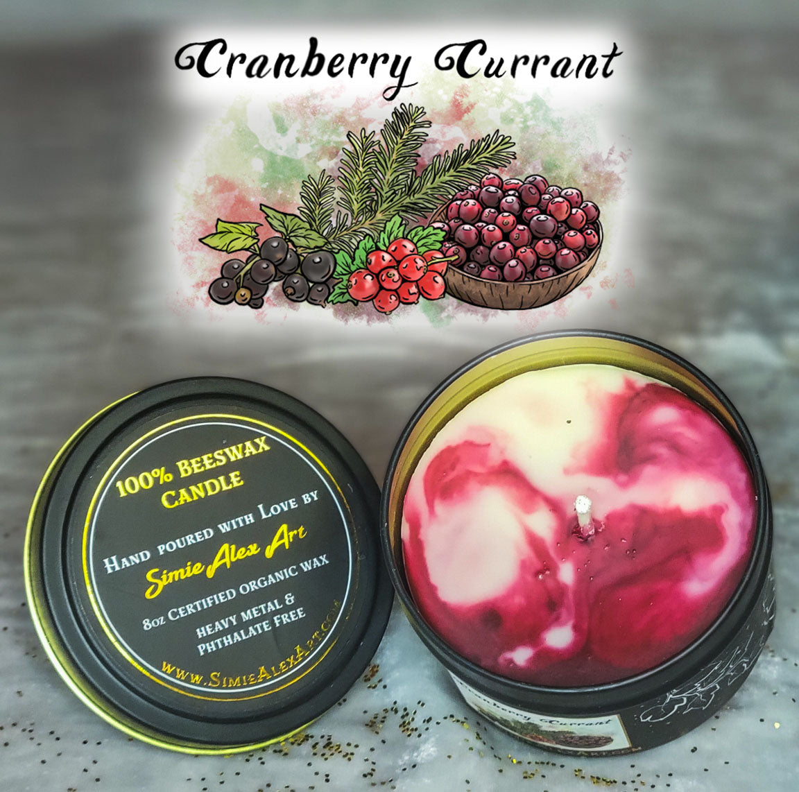Cranberry Currant Beeswax Candle