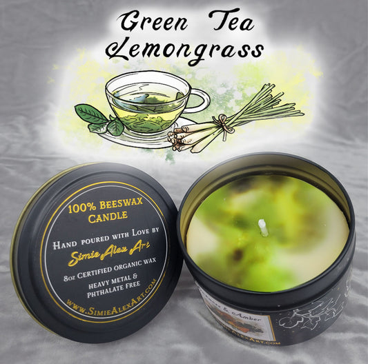 Green Tea Lemongrass Beeswax Candle