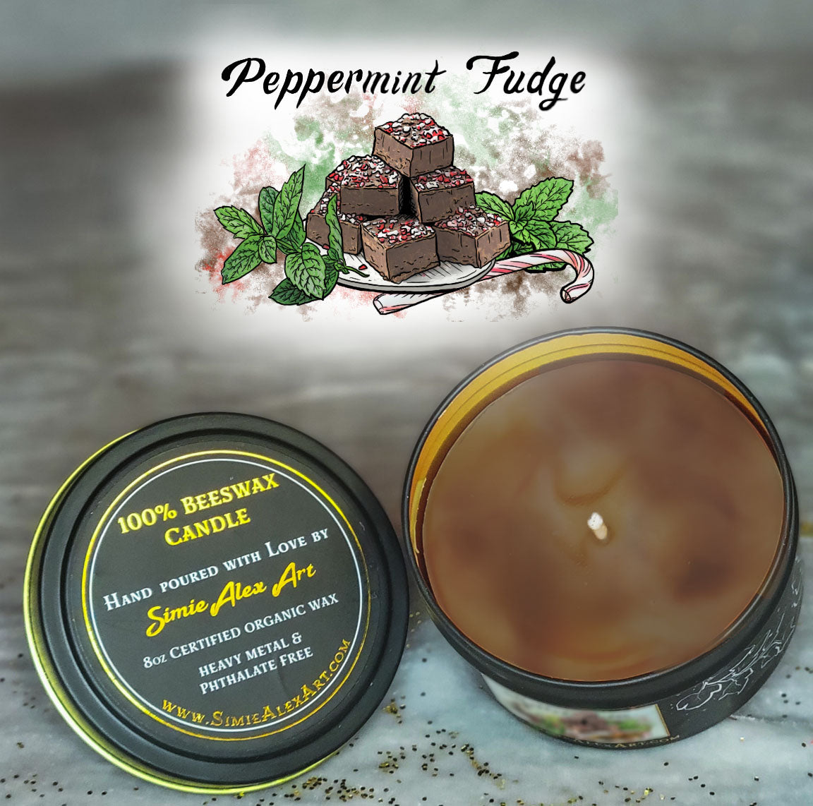 Peppermint Fudge Beeswax Candle