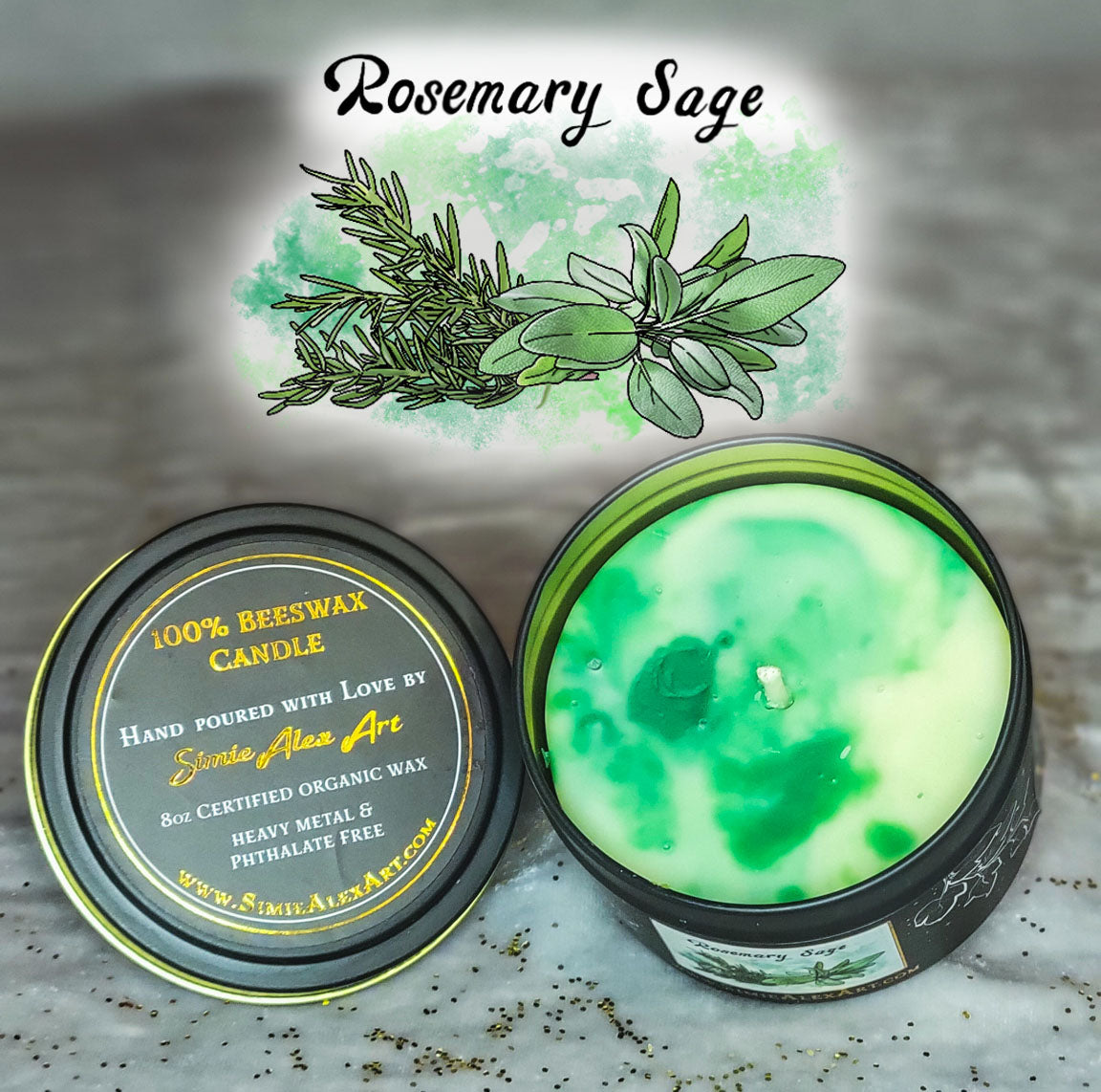 Rosemary Sage Beeswax Candlem
